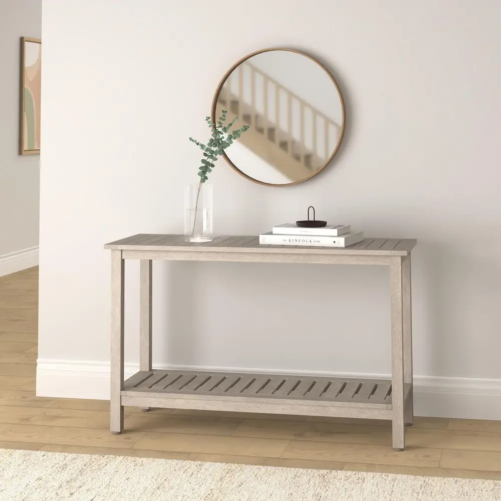 48in 2Shelf Eucalyptus Wooden Console Table Indoor Outdoor Multifunctional Buffet Bar Storage Organizer w Foot Sliders Gray
48in 2Shelf Eucalyptus Wooden Console Table Indoor Outdoor Multifunctional Buffet Bar Storage Organizer w Foot Sliders Gray