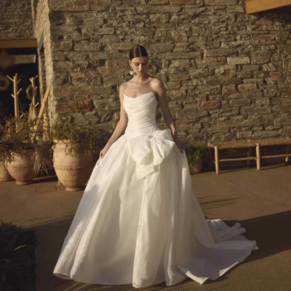 Enternity Fashionable A-line Zipper Wedding Gown Sleeveless Court Train Wedding dress Bow Bride Gown Vestido De Novia Customized
Enternity Fashionable A-line Zipper Wedding Gown Sleeveless Court Train Wedding dress Bow Bride Gown Vestido De Novia Customized