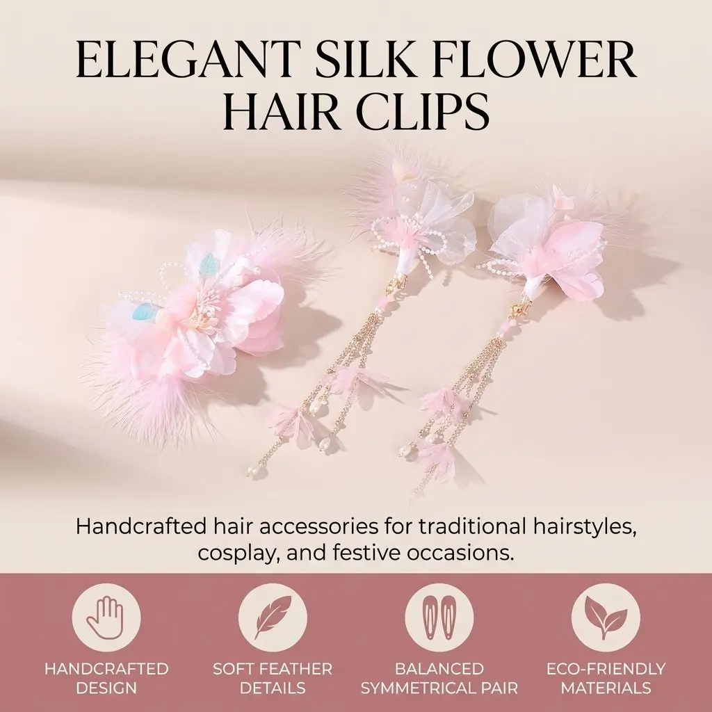 Cosplay Festival Hair Clip Set Pink Silk Flower Tassel Ornament Traditional Hanfu Accessories for Party Stage Performance
Cosplay Festival Hair Clip Set Pink Silk Flower Tassel Ornament Traditional Hanfu Accessories for Party Stage Performance