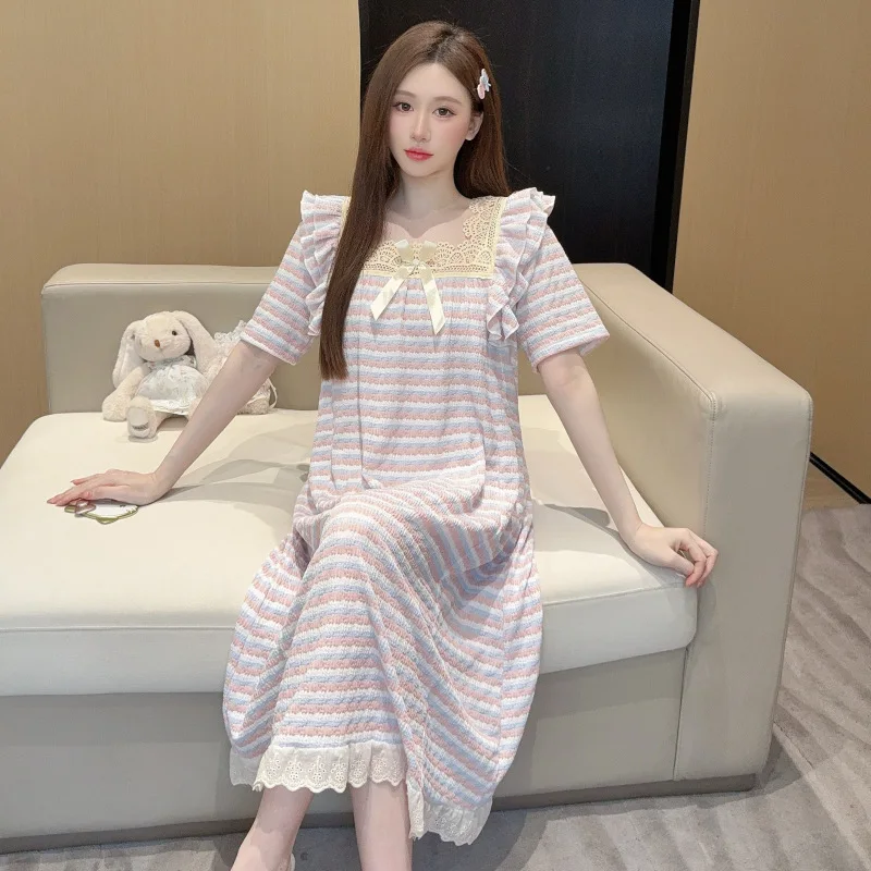 Новая летняя ночная сорочка больших размеров для женщин 2026 года: пижамное платье в стиле французского двора из окрашенного хлопка, домашняя одежда в корейском стиле для интернет-знаменитостей
Новая летняя ночная сорочка больших размеров для женщин 2026 года: пижамное платье в стиле французского двора из окрашенного хлопка, домашняя одежда в корейском стиле для интернет-знаменитостей