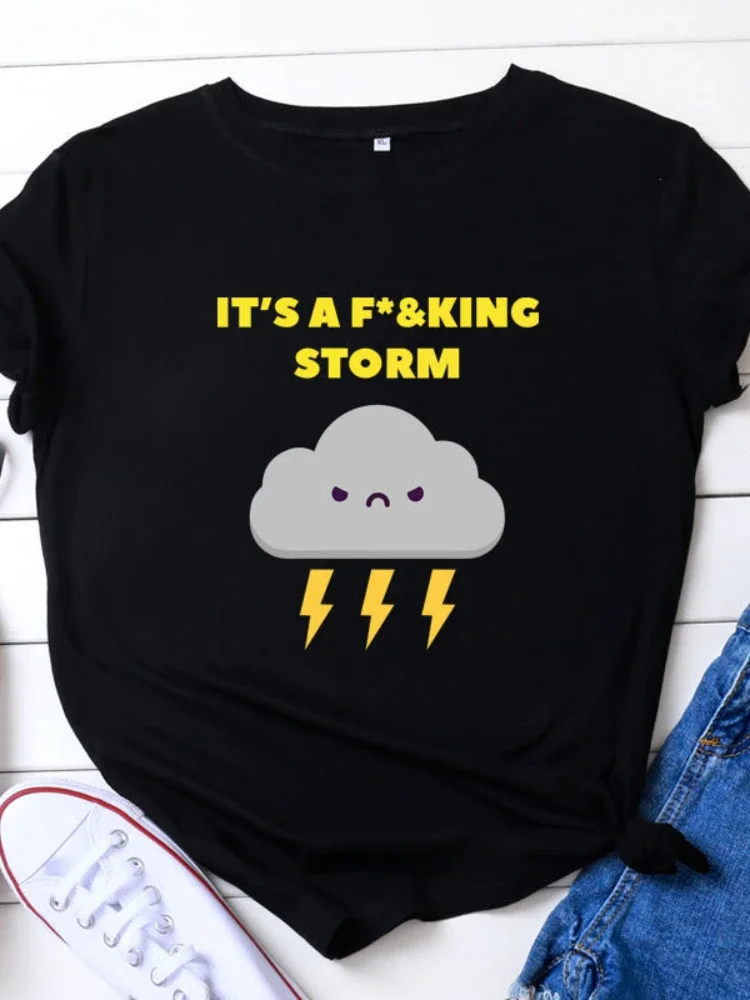 IT'S A STORM Dark Clouds Print Women T Shirt Short Sleeve O Neck Loose Women Tshirt Ladies Tee Shirt Tops Camisetas Mujer
IT'S A STORM Dark Clouds Print Women T Shirt Short Sleeve O Neck Loose Women Tshirt Ladies Tee Shirt Tops Camisetas Mujer