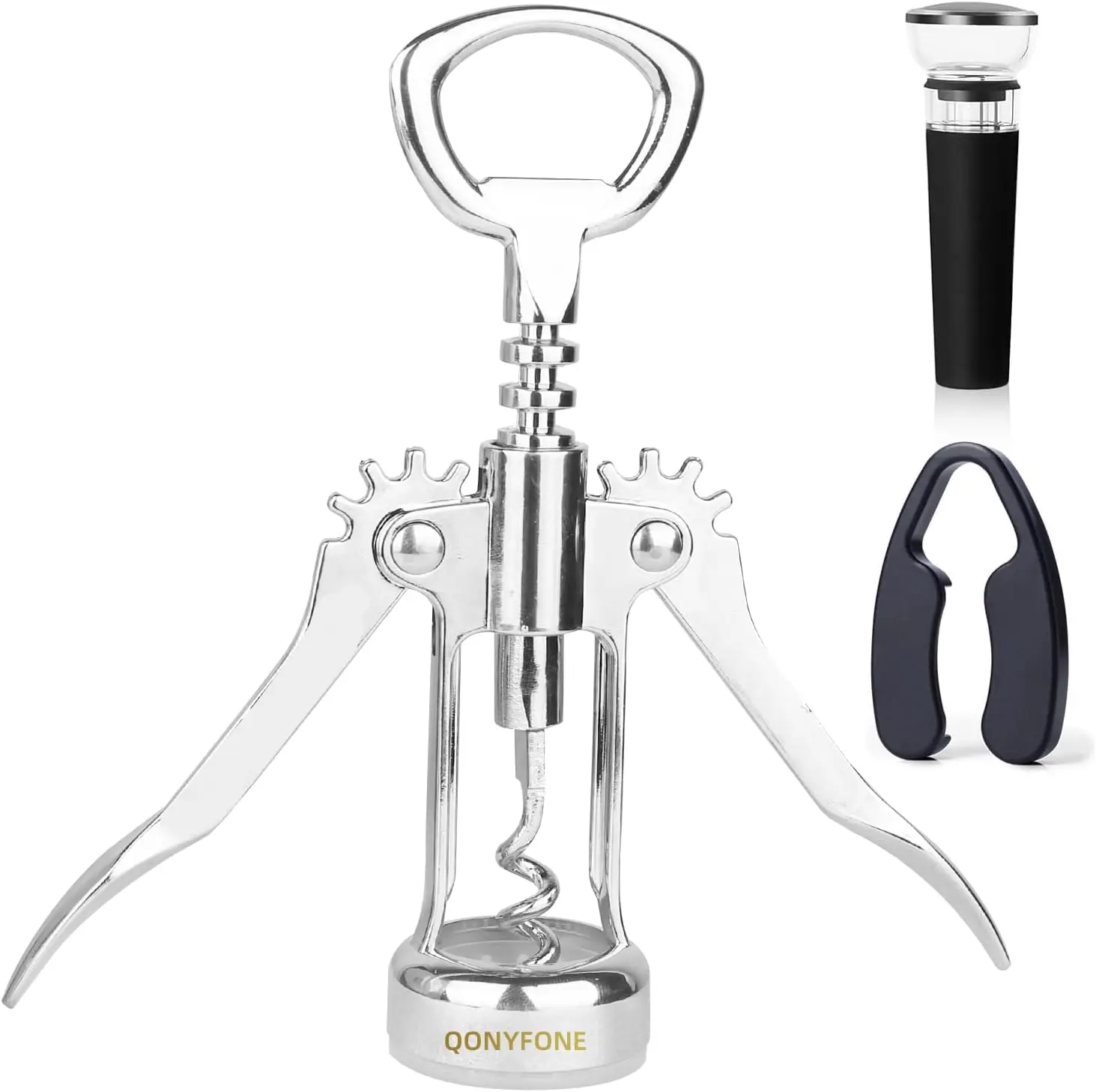 Premium Zinc Alloy Wing Corkscrew Wine Opener, Heavy Duty Multifunctional Tool for Kitchen Bar Restaurant Silver
Premium Zinc Alloy Wing Corkscrew Wine Opener, Heavy Duty Multifunctional Tool for Kitchen Bar Restaurant Silver