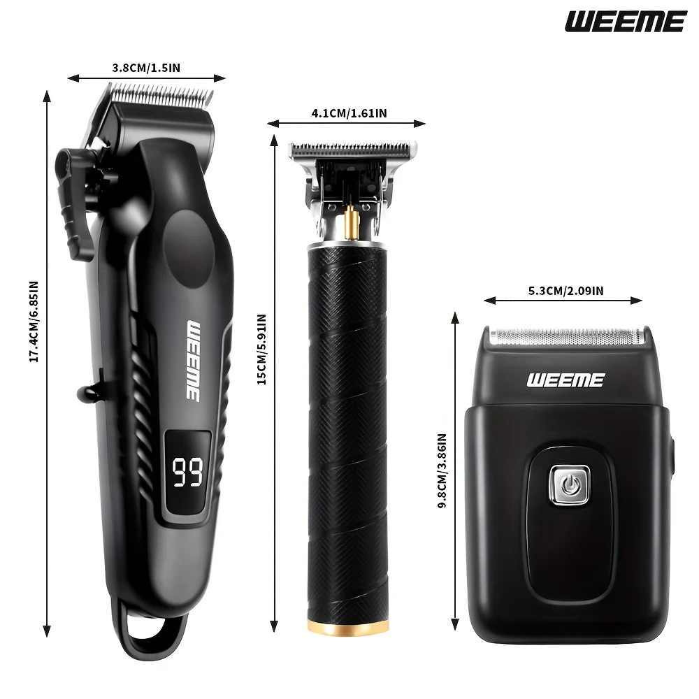 Машинка для стрижки волос WEEME для мужчин, перезаряжаемый набор триммеров для бороды, триммер для волос в ушах и носу, водонепроницаемый набор для ухода за волосами IPX7
Машинка для стрижки волос WEEME для мужчин, перезаряжаемый набор триммеров для бороды, триммер для волос в ушах и носу, водонепроницаемый набор для ухода за волосами IPX7