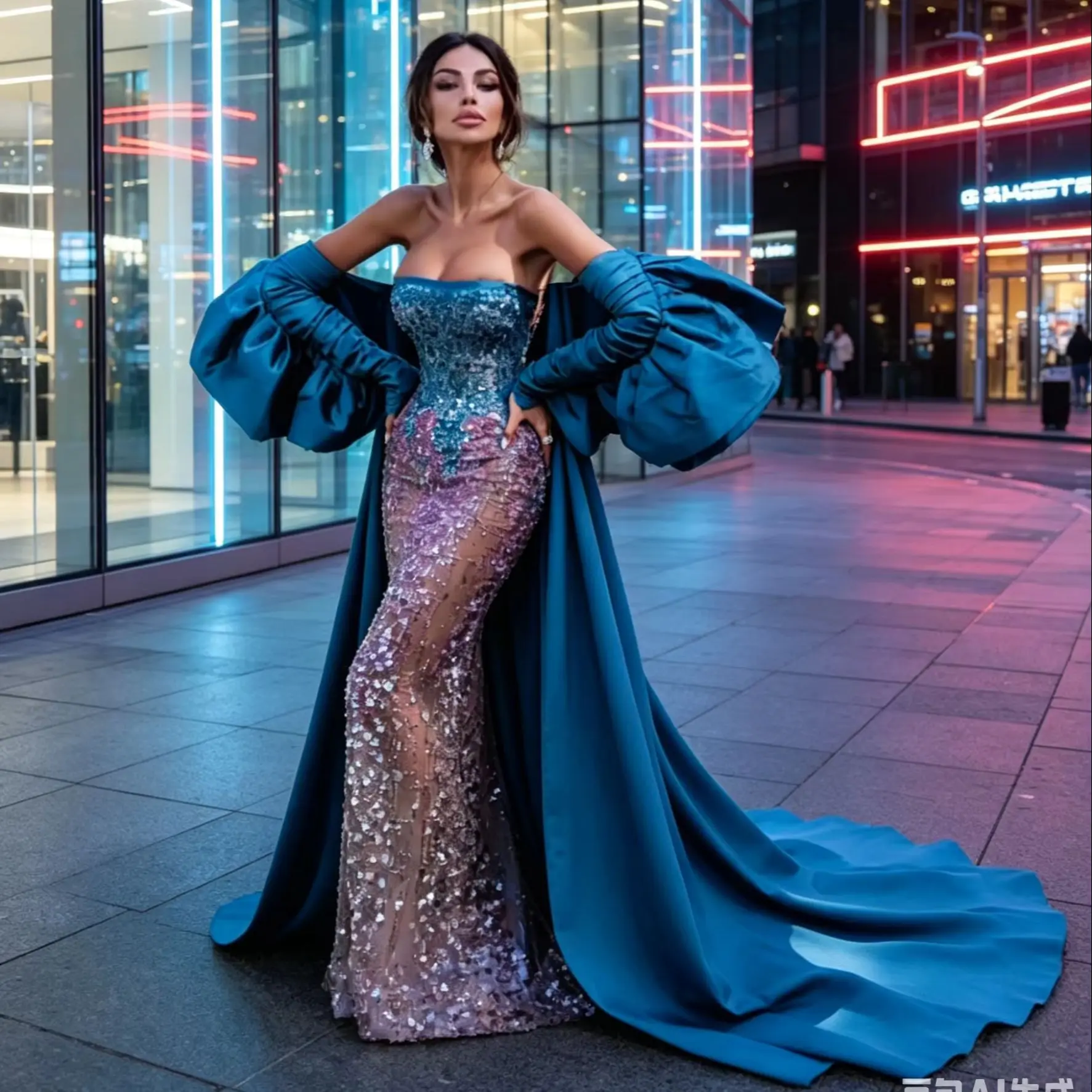 Baby Blue Detachable Oversized Puff Sleeve Satin Cape Bow Back Floor Length Ruched Formal Wrap for Wedding Bridal Red Carpet Eve
Baby Blue Detachable Oversized Puff Sleeve Satin Cape Bow Back Floor Length Ruched Formal Wrap for Wedding Bridal Red Carpet Eve