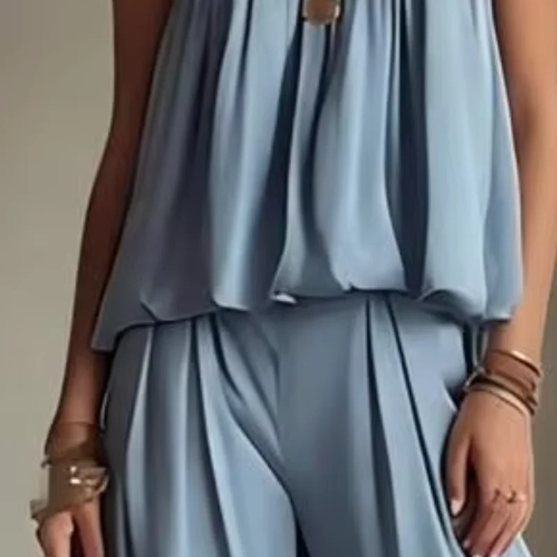 Stylish Women Loungewear Spaghetti Strap Tank Top And Wide Leg Pants Lounge Set Beach Vacation Travel Outfits
Stylish Women Loungewear Spaghetti Strap Tank Top And Wide Leg Pants Lounge Set Beach Vacation Travel Outfits