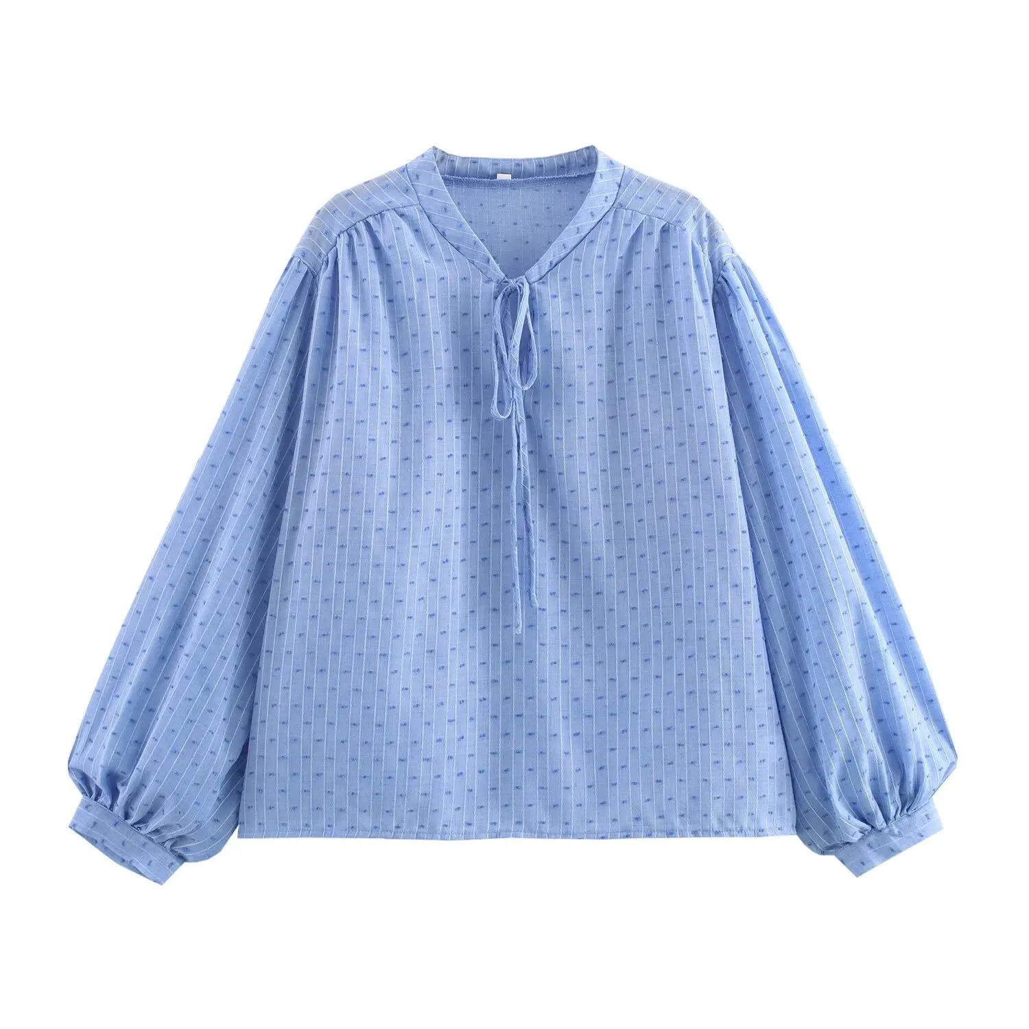 PB&ZA Women's V - neck Tie - front Long - sleeved Puff - cuffed Blouse with Striped - dotted Pattern for Summer
PB&ZA Women's V - neck Tie - front Long - sleeved Puff - cuffed Blouse with Striped - dotted Pattern for Summer