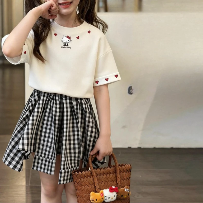 Summer Kids Plaid Irregular A-Line Skirt with Short Sleeve Top Cute Print Breathable Soft Cotton Casual Loose Fit Set for Girls
Summer Kids Plaid Irregular A-Line Skirt with Short Sleeve Top Cute Print Breathable Soft Cotton Casual Loose Fit Set for Girls