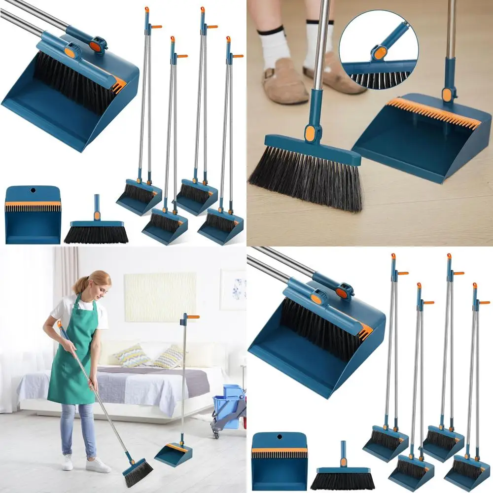 8-Piece Blue Broom and Dustpan Set with 47-Inch Long Handle for Indoor and Outdoor Cleaning
8-Piece Blue Broom and Dustpan Set with 47-Inch Long Handle for Indoor and Outdoor Cleaning