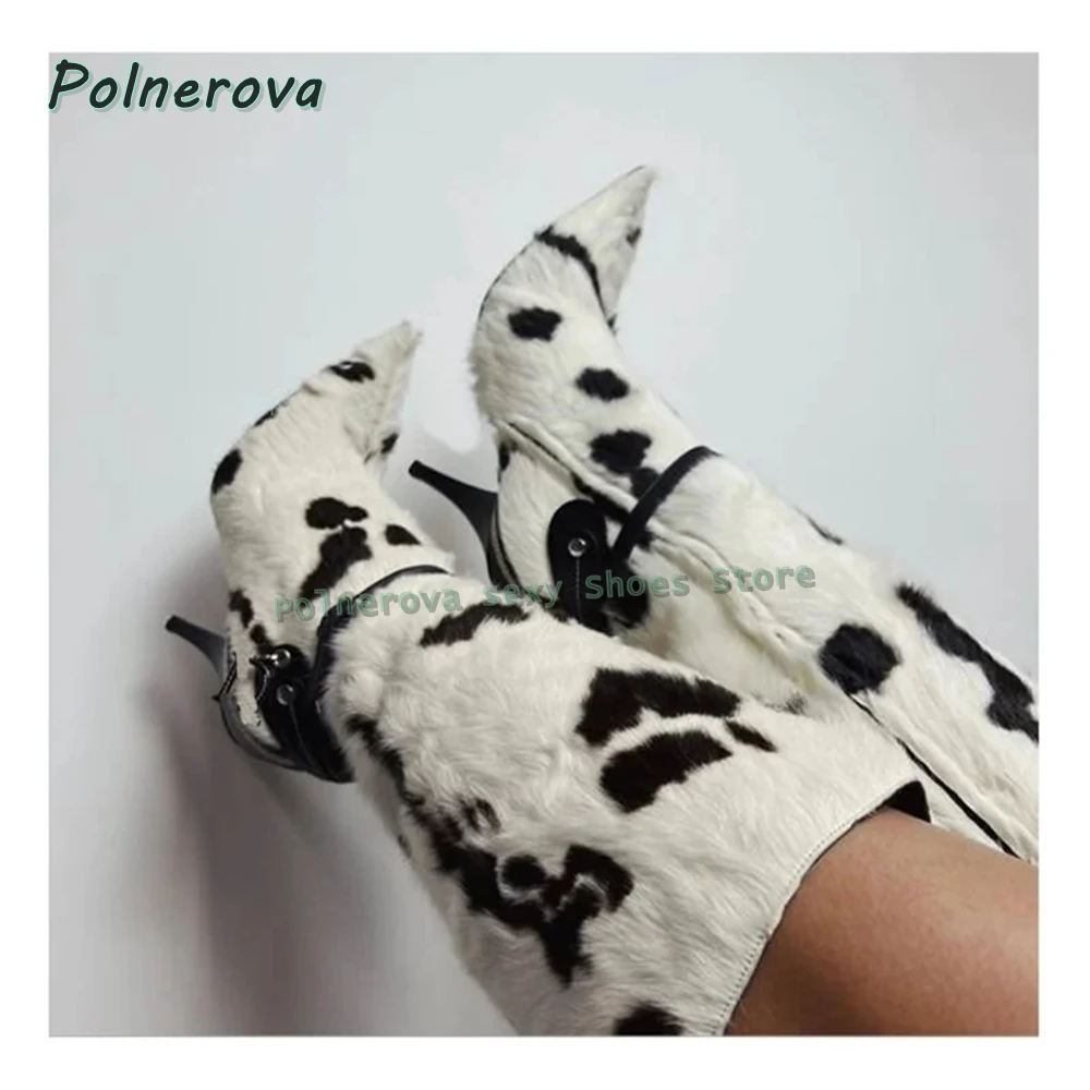 Cow Print Belt Buckle Fashion Boots Pointed Toe Stiletto Zipper Closure Mixed Colors Women Sexy Knee High Boots 2025 New Style
Cow Print Belt Buckle Fashion Boots Pointed Toe Stiletto Zipper Closure Mixed Colors Women Sexy Knee High Boots 2025 New Style