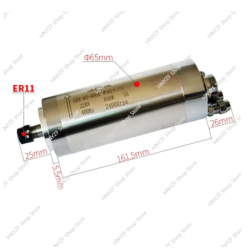 Engraving machine spindle motor 65mm 800W 24000rpm 220V 5A ER11
Engraving machine spindle motor 65mm 800W 24000rpm 220V 5A ER11