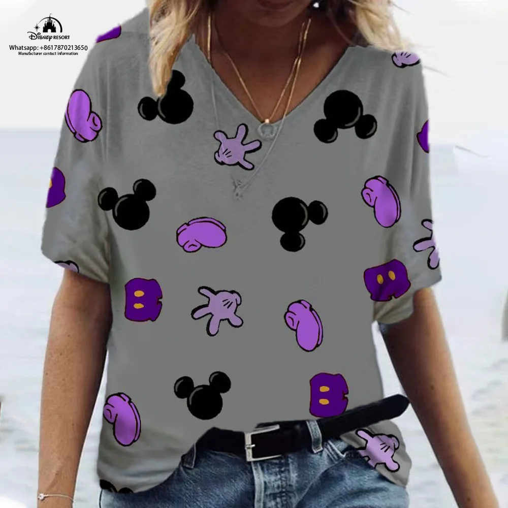 Новинка лета 2023, женская футболка с V-образным вырезом, бренд Disney, женские топы с 3D принтом Микки и Минни из аниме, футболка с коротким рукавом
Новинка лета 2023, женская футболка с V-образным вырезом, бренд Disney, женские топы с 3D принтом Микки и Минни из аниме, футболка с коротким рукавом