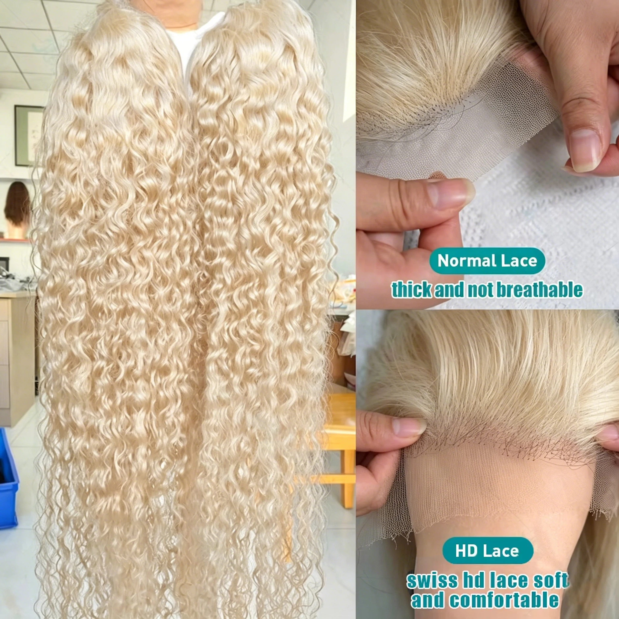 613 Curly Honey Blonde Human Hair Wig with HD Transparent Lace Front 13x6 13x4 Water Wave Loose Deep Wave Style for Wig Shopping
613 Curly Honey Blonde Human Hair Wig with HD Transparent Lace Front 13x6 13x4 Water Wave Loose Deep Wave Style for Wig Shopping