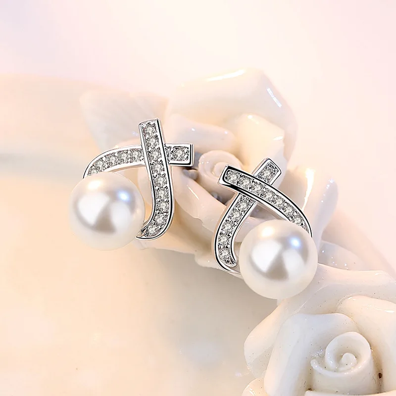 Elegant 925 Sterling Silver Fine Pearl Zircon Stud Earrings Fashion Wedding Party Luxury Accessories Jewelry
Elegant 925 Sterling Silver Fine Pearl Zircon Stud Earrings Fashion Wedding Party Luxury Accessories Jewelry