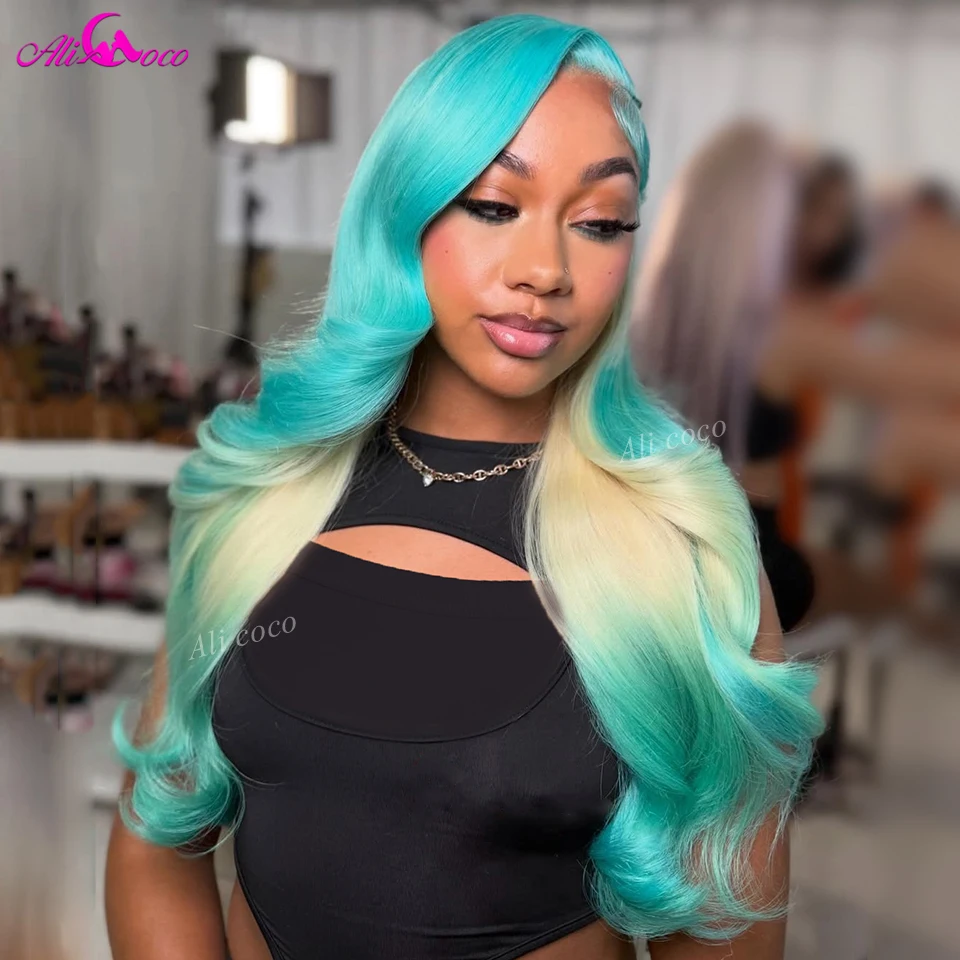 Lake Blue Ombre Transparent Invisible 13X6 Lace Frontal Brazilian Real Human Hair 613 Blonde Colorful Wigs for Women 180 Density
Lake Blue Ombre Transparent Invisible 13X6 Lace Frontal Brazilian Real Human Hair 613 Blonde Colorful Wigs for Women 180 Density