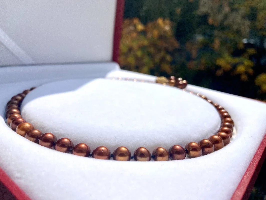 Natural Pearls Jewelry Defect Necklace 9-10mm Brown Beads Jewelry, Buckle 925 Sterling Silver
Natural Pearls Jewelry Defect Necklace 9-10mm Brown Beads Jewelry, Buckle 925 Sterling Silver