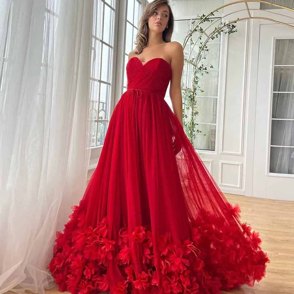 Elegant Party Dresses Woman Tulle A-line Homecoming Dress Red Sweetheart Ruched Pleat Applique Belt Prom Dress Long 2025
Elegant Party Dresses Woman Tulle A-line Homecoming Dress Red Sweetheart Ruched Pleat Applique Belt Prom Dress Long 2025