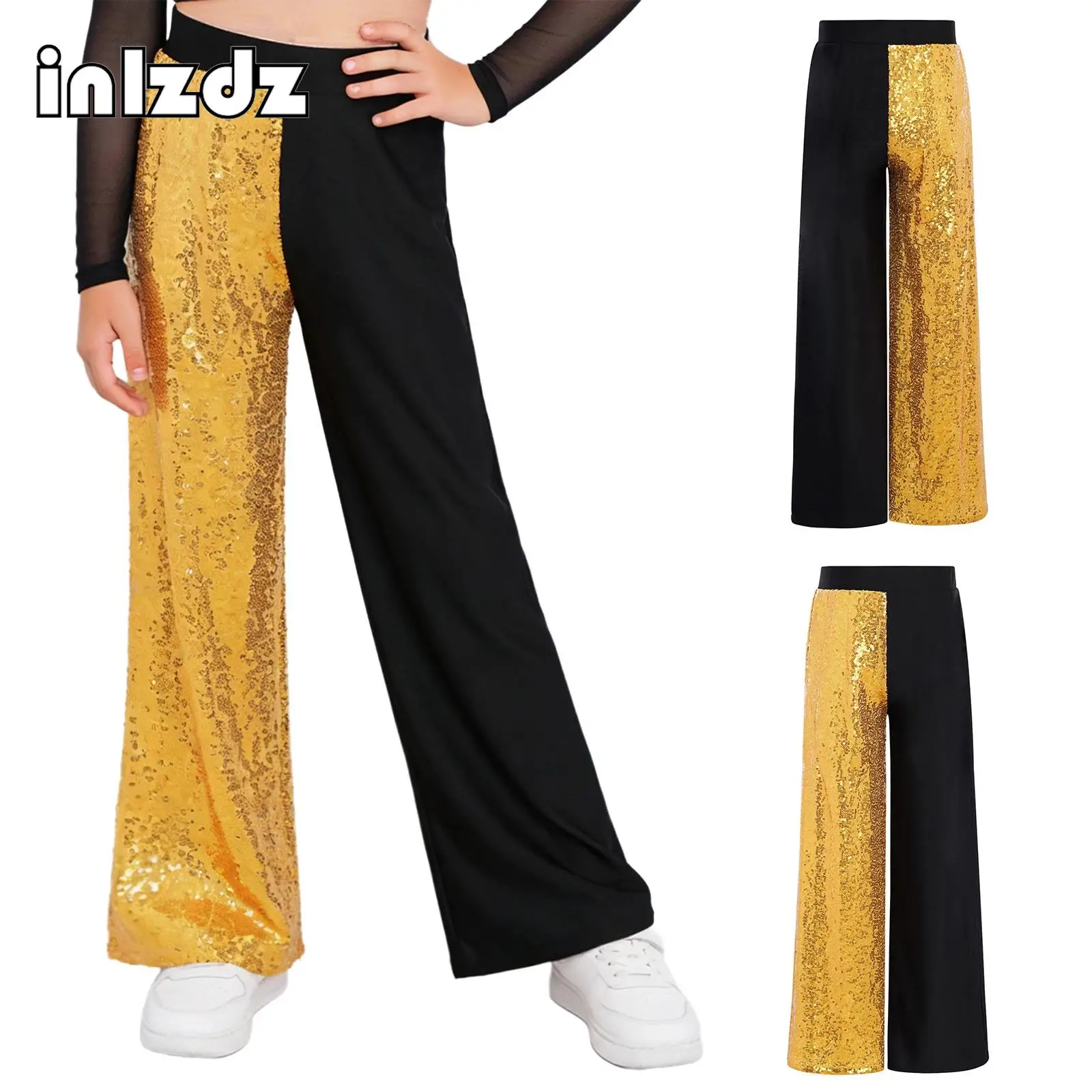 Kids Girls Sparkling Sequins Patchwork Jazz Dance Pants Stretchy Color Block Trousers for Hip Hop Street Dance Stage Performance
Kids Girls Sparkling Sequins Patchwork Jazz Dance Pants Stretchy Color Block Trousers for Hip Hop Street Dance Stage Performance
