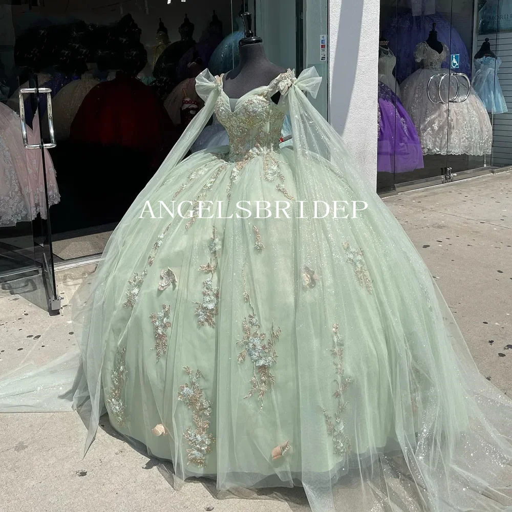 Angelsbridep Glitter Appliques Ball Gown Sweet 15 Year Old Quinceanera Dresses With Wrap Mint Green Formal Party Gown For Women
Angelsbridep Glitter Appliques Ball Gown Sweet 15 Year Old Quinceanera Dresses With Wrap Mint Green Formal Party Gown For Women