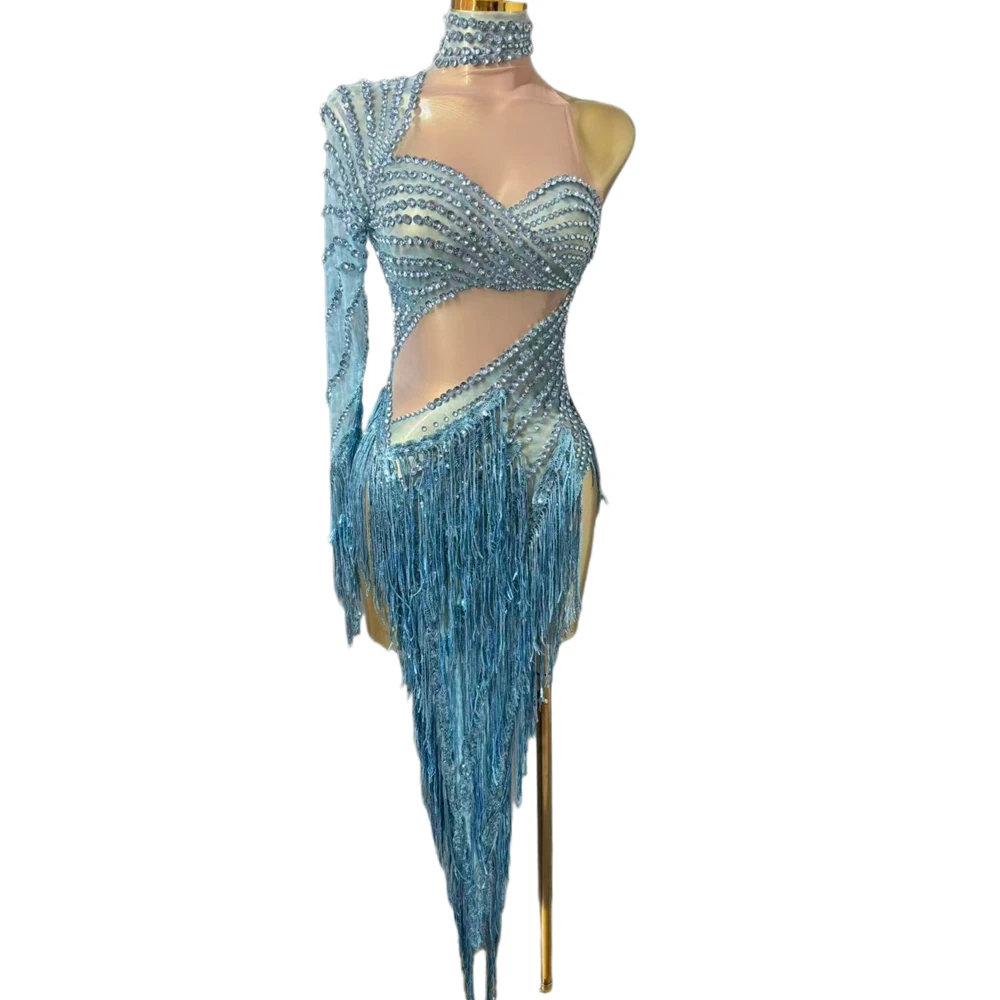 Sparkly Blue Rhinestones Sequins Tassels Birthday Celebrate Dress Women Sexy Performance Dance Costume Singer Dancer Show Wear
Sparkly Blue Rhinestones Sequins Tassels Birthday Celebrate Dress Women Sexy Performance Dance Costume Singer Dancer Show Wear