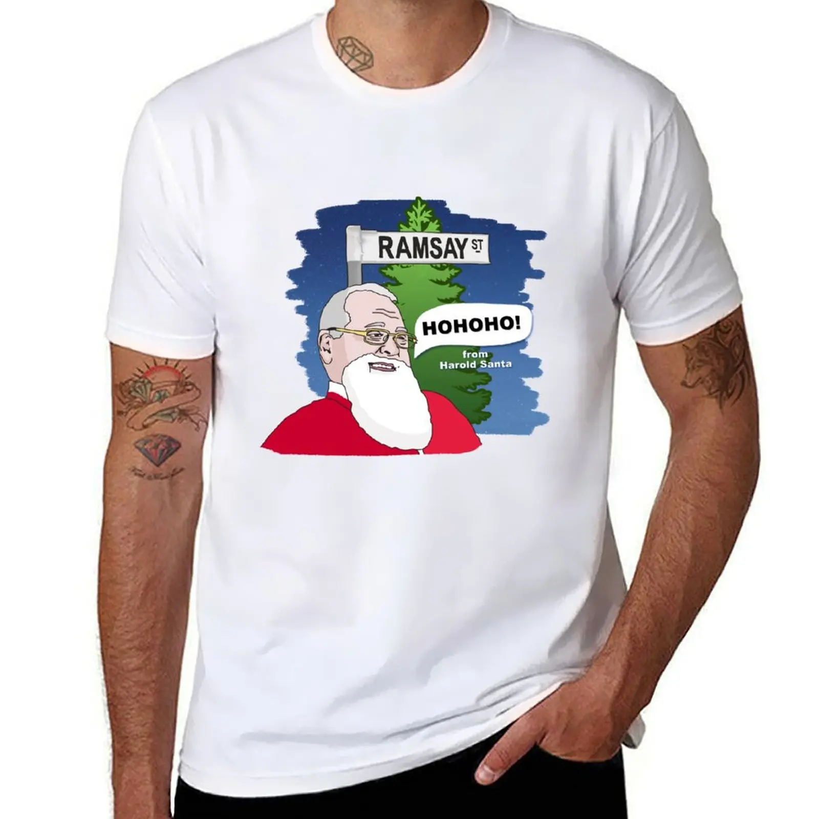 Ramsay St Xmas - Harold Santa T-Shirt t shirts for man pack cotton man t shirt summer T-Shirt
Ramsay St Xmas - Harold Santa T-Shirt t shirts for man pack cotton man t shirt summer T-Shirt