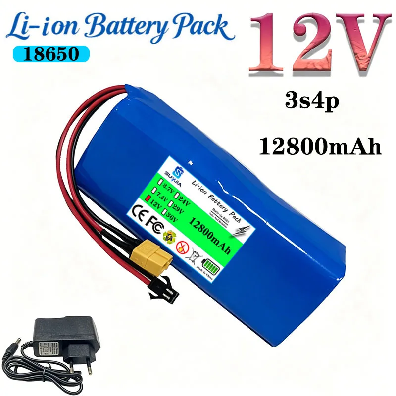 New 12V 12800mAh 3S4P 18650 Rechargeable Li-ion Battery Pack with BMS Router Bait Battery Backup Power
New 12V 12800mAh 3S4P 18650 Rechargeable Li-ion Battery Pack with BMS Router Bait Battery Backup Power