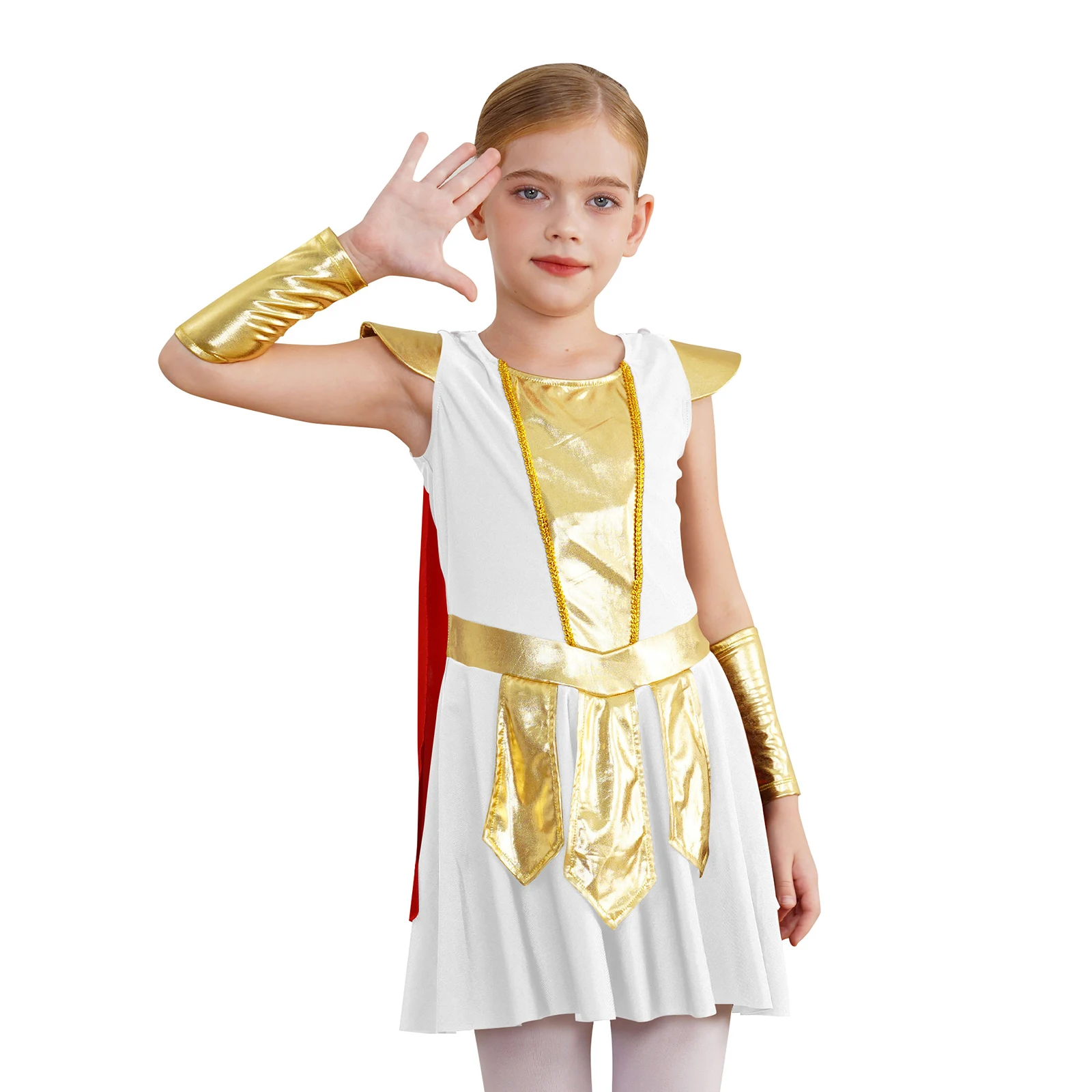 Kids Girl Roman Soldier Dress Deluxe Red Cape Tear Resistant Fabric Golden Belt Ancient Warrior Costume Halloween Cosplay Outfit
Kids Girl Roman Soldier Dress Deluxe Red Cape Tear Resistant Fabric Golden Belt Ancient Warrior Costume Halloween Cosplay Outfit