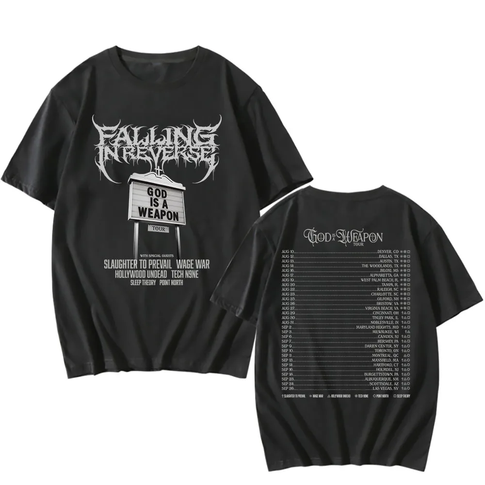 2025 God Is A Weapon Tour NEW T-shirt Band Falling in Reverse Graphic Tshirts Cotton Short Sleeve Male T Shirt Unisex Streetwear 
2025 God Is A Weapon Tour NEW T-shirt Band Falling in Reverse Graphic Tshirts Cotton Short Sleeve Male T Shirt Unisex Streetwear