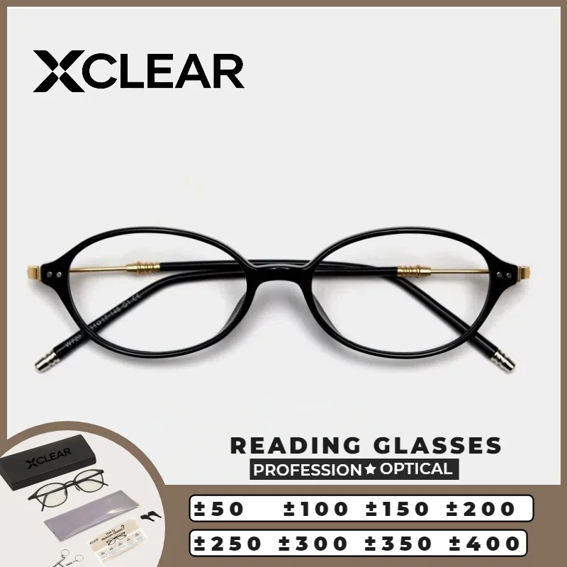 Очки для чтения XCLEAR Vintage женские, овальные, черно-золотые, в ацетатной оправе, ультралегкие, с защитой от синего света, для узкого лица, удобные для повседневного ношения
Очки для чтения XCLEAR Vintage женские, овальные, черно-золотые, в ацетатной оправе, ультралегкие, с защитой от синего света, для узкого лица, удобные для повседневного ношения
