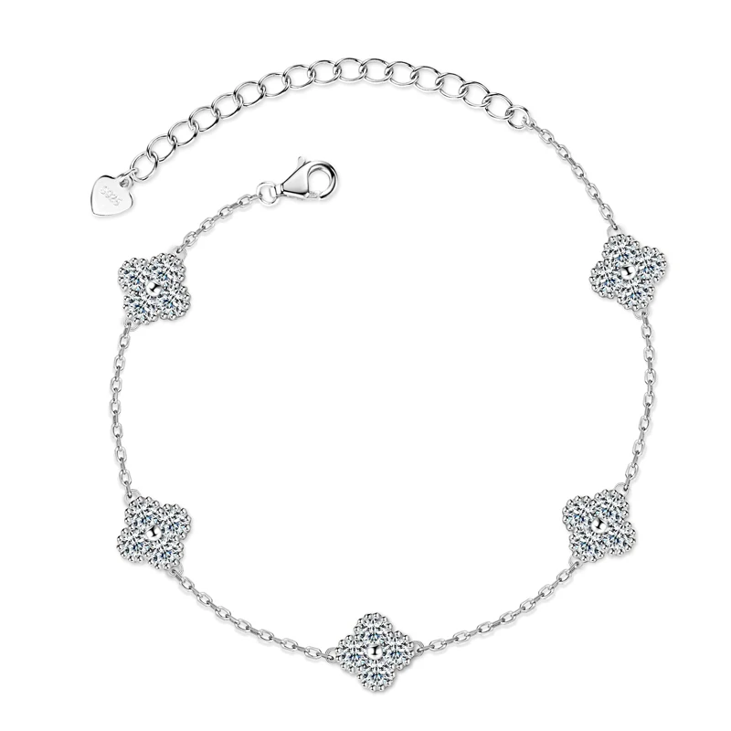 IOGOU Moissanite Diamond Bracelet for Women Clover Bracelet 4 leaf 925 Sterling Silver Fashion Jewelry Wedding Gift Accessories
IOGOU Moissanite Diamond Bracelet for Women Clover Bracelet 4 leaf 925 Sterling Silver Fashion Jewelry Wedding Gift Accessories