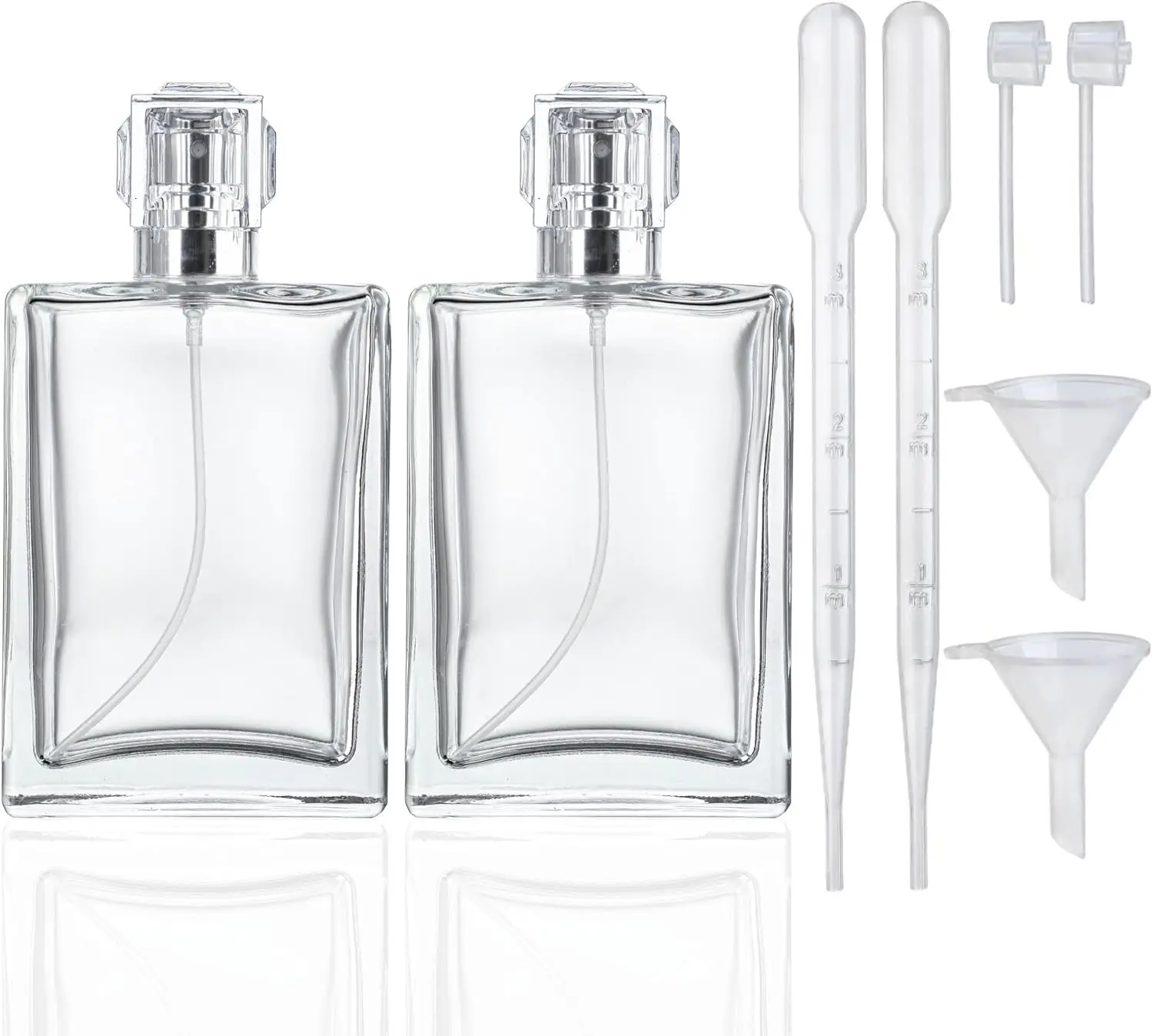 Glass Perfume Bottles Empty Refillable, 2 Pack 100ml/3.4oz Square Clear Atomizer, Fine Mist Spray for Travel or DIY Fragrance
Glass Perfume Bottles Empty Refillable, 2 Pack 100ml/3.4oz Square Clear Atomizer, Fine Mist Spray for Travel or DIY Fragrance