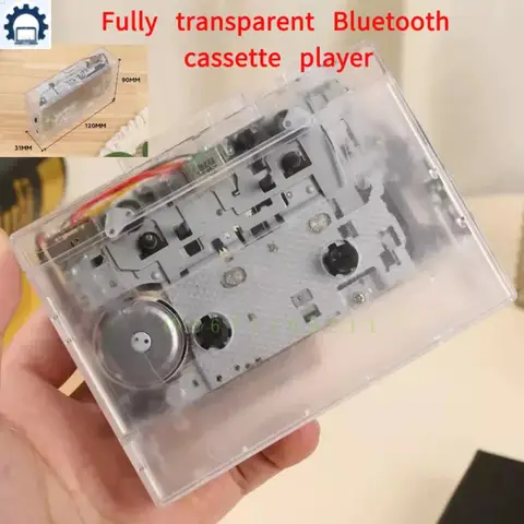 Transparent Retro Stereo Walkman Bluetooth FM Cassette Player with Auto Reverse Music Audio