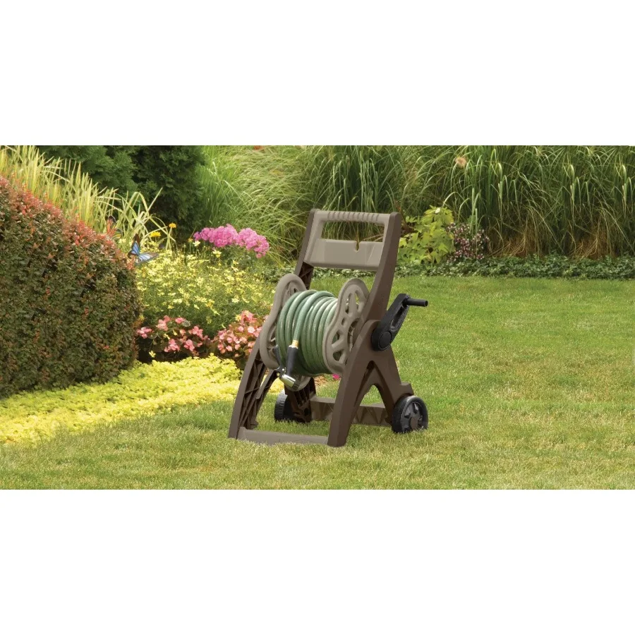 175 ft Garden Hose Reel Cart with Wheels Gray Taupe Outdoor Water Hose Storage Heavy Duty Hose Holder
175 ft Garden Hose Reel Cart with Wheels Gray Taupe Outdoor Water Hose Storage Heavy Duty Hose Holder