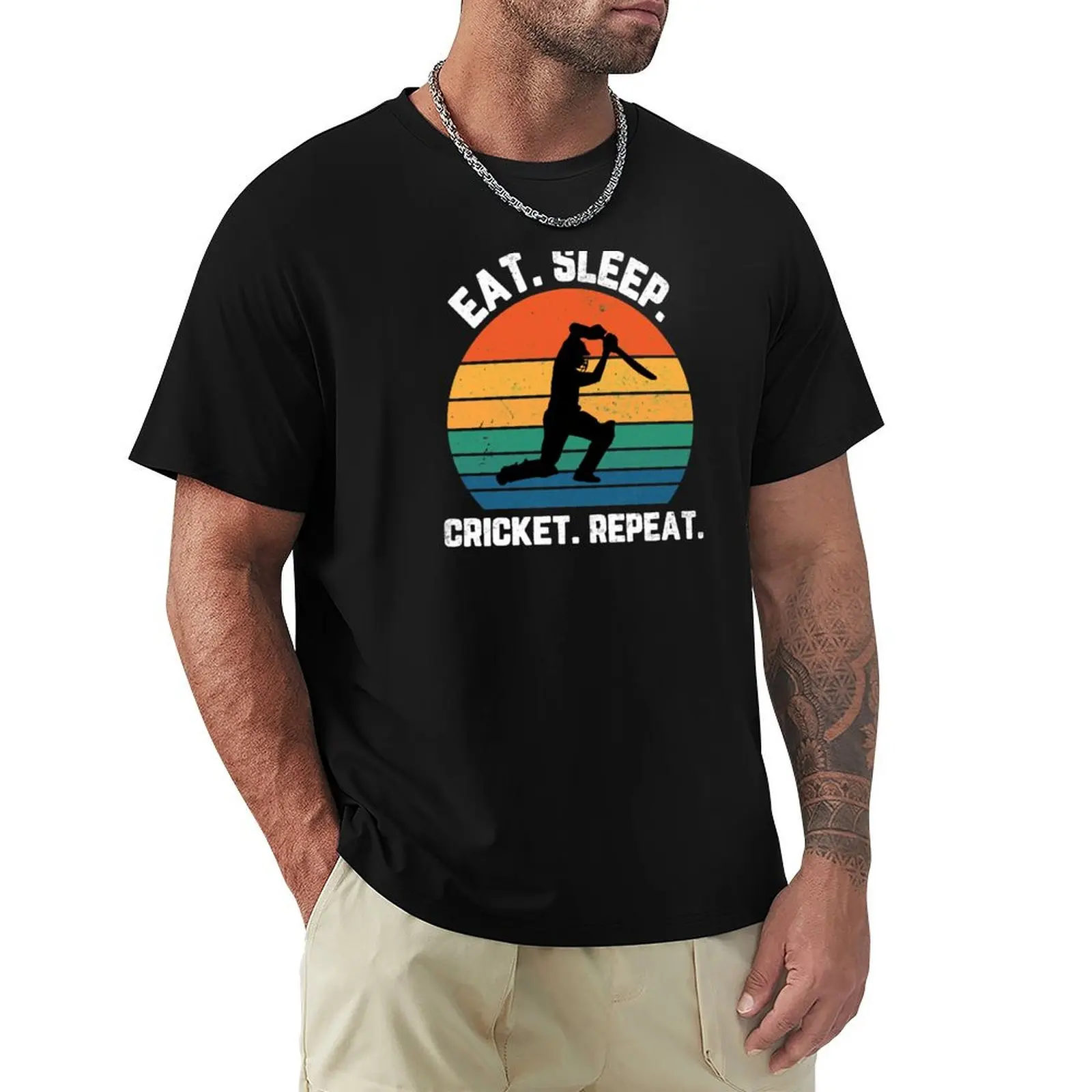 Eat Sleep Cricket Repeat Sunset White Text T-Shirt Fitness Training Breathable Tee
Eat Sleep Cricket Repeat Sunset White Text T-Shirt Fitness Training Breathable Tee