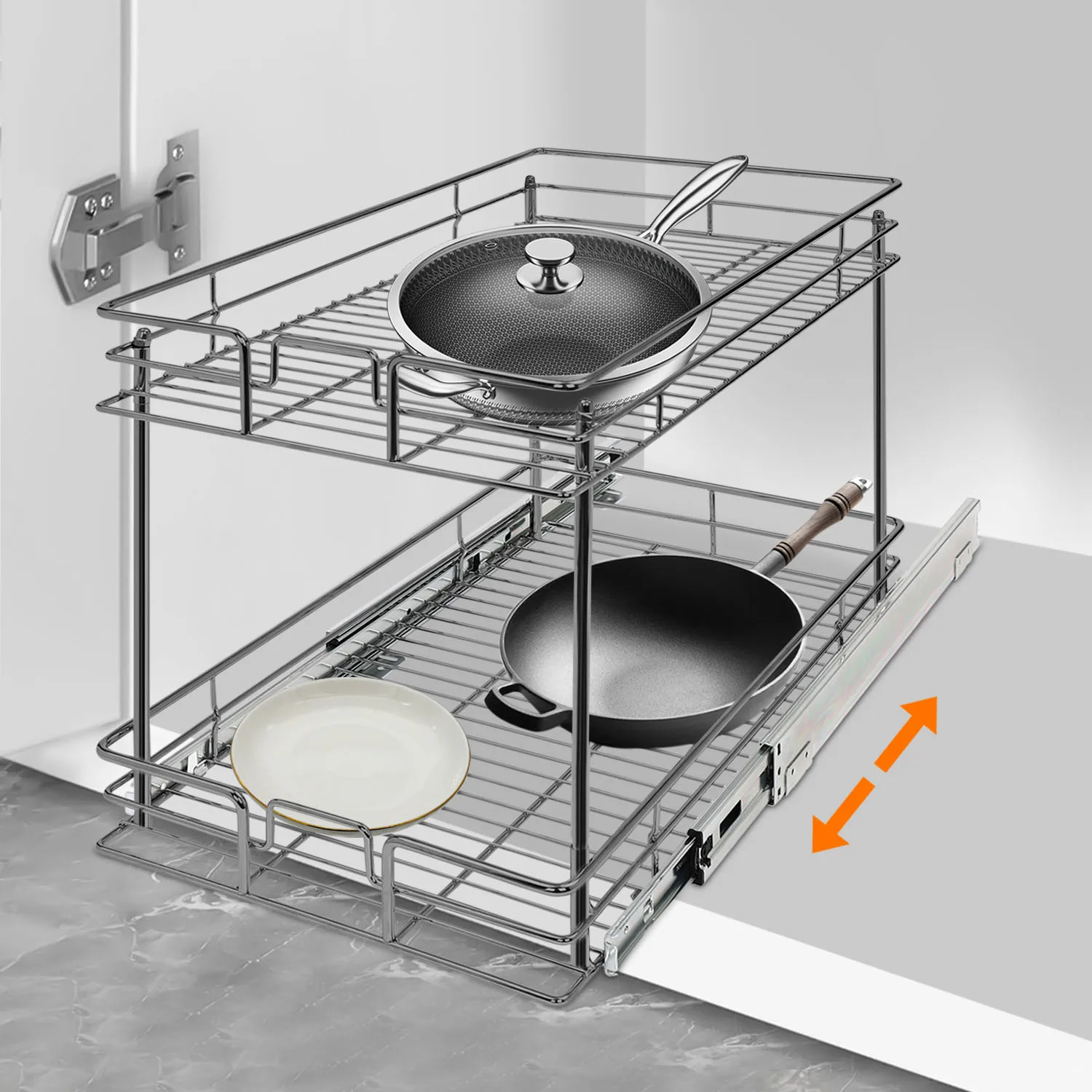 2-Tier Heavy-Duty Iron Pull-Out Cabinet Organizer Under-Sink Storage with Rubberized Sliding (Modern Gray, Plastic-Sprayed)
2-Tier Heavy-Duty Iron Pull-Out Cabinet Organizer Under-Sink Storage with Rubberized Sliding (Modern Gray, Plastic-Sprayed)