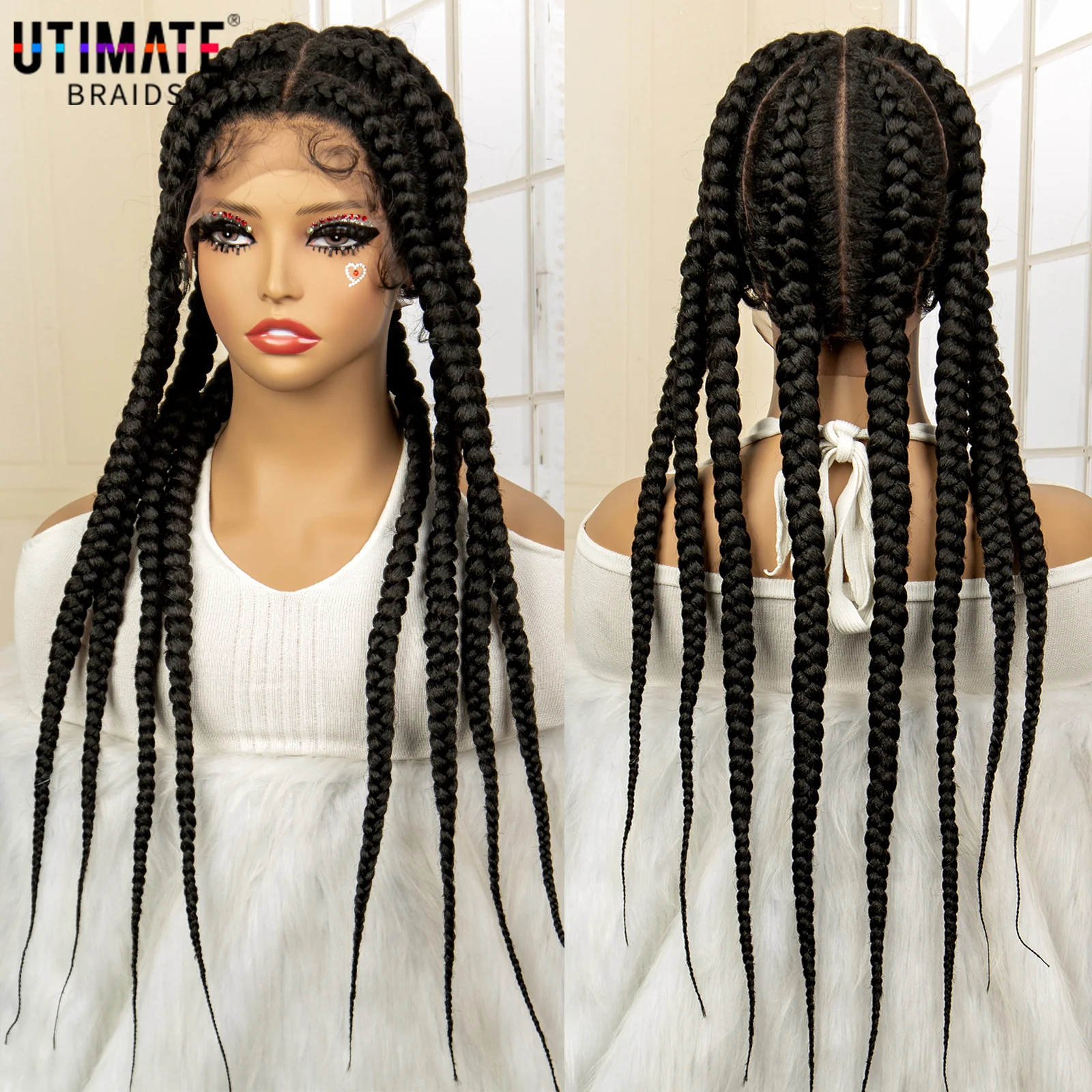 26 Inches Synthetic Cornrow Braided Wigs for Black Women Lace Frontal Knotless Braids Wigs with Baby Hair Lightweight Hair Wig
26 Inches Synthetic Cornrow Braided Wigs for Black Women Lace Frontal Knotless Braids Wigs with Baby Hair Lightweight Hair Wig