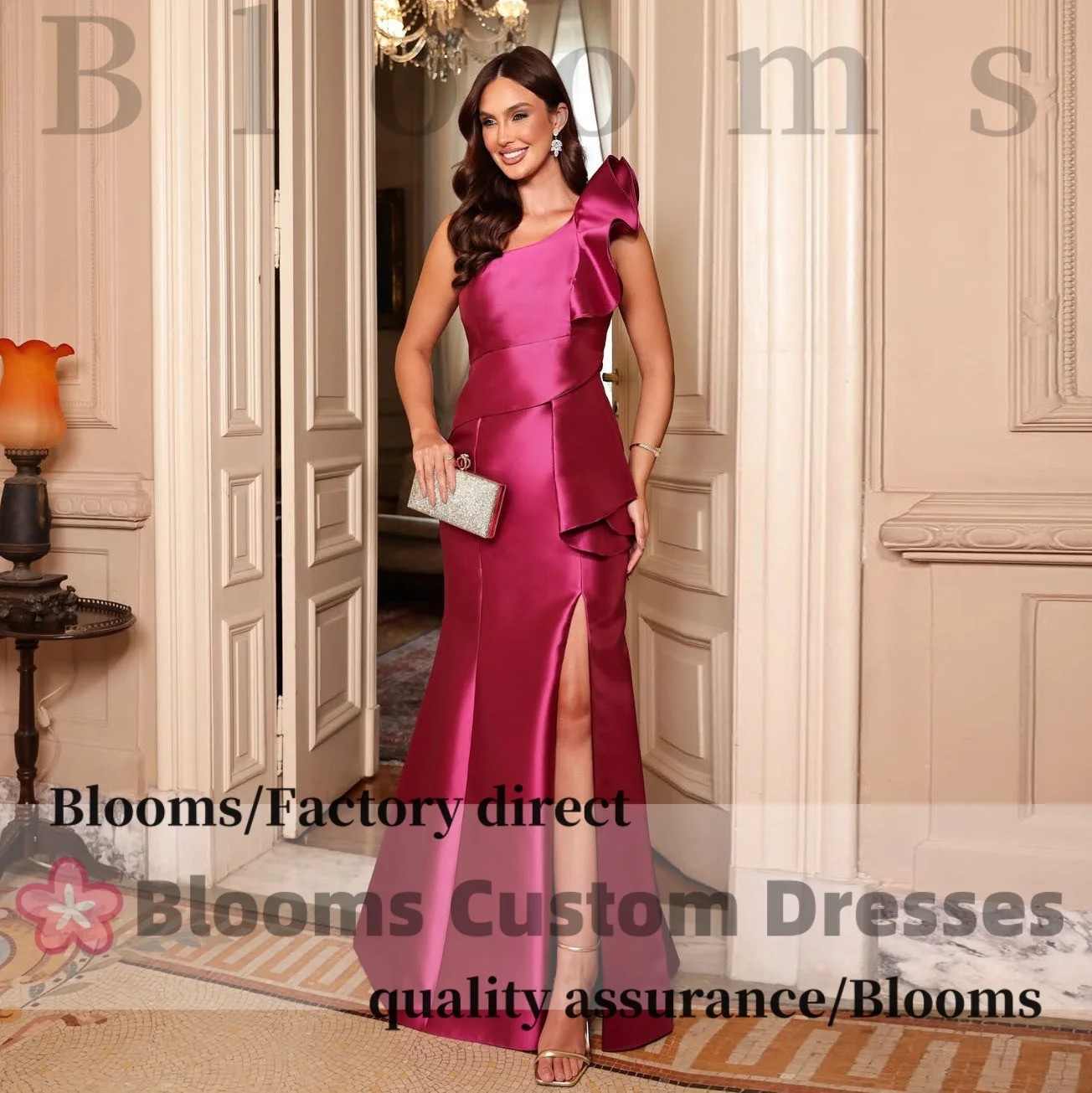 Customized Fuchsia Satin One Shoulder Formal Evening Dresses Prom Gown Ruffle High Slit Mermaid Train Elegant Party Dresses 2026
Customized Fuchsia Satin One Shoulder Formal Evening Dresses Prom Gown Ruffle High Slit Mermaid Train Elegant Party Dresses 2026