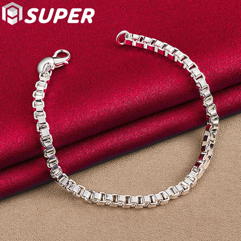 925 Sterling Silver 4mm Box Chain Bracelet For Man Women Wedding Engagement Jewelry
925 Sterling Silver 4mm Box Chain Bracelet For Man Women Wedding Engagement Jewelry