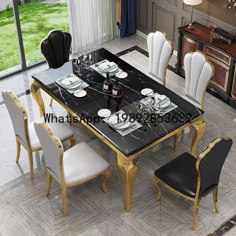 H5.15 stainless steel home marble dining table rectangular dining table and chair set
H5.15 stainless steel home marble dining table rectangular dining table and chair set