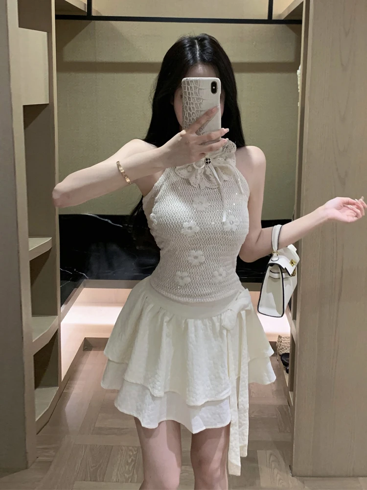 Pure Desire Sweet Style Heavy Work 3D Flower Sleeveless Neck Hanging Waist in Slimming Top Cake Short Skirt Sexy Girl Set
Pure Desire Sweet Style Heavy Work 3D Flower Sleeveless Neck Hanging Waist in Slimming Top Cake Short Skirt Sexy Girl Set