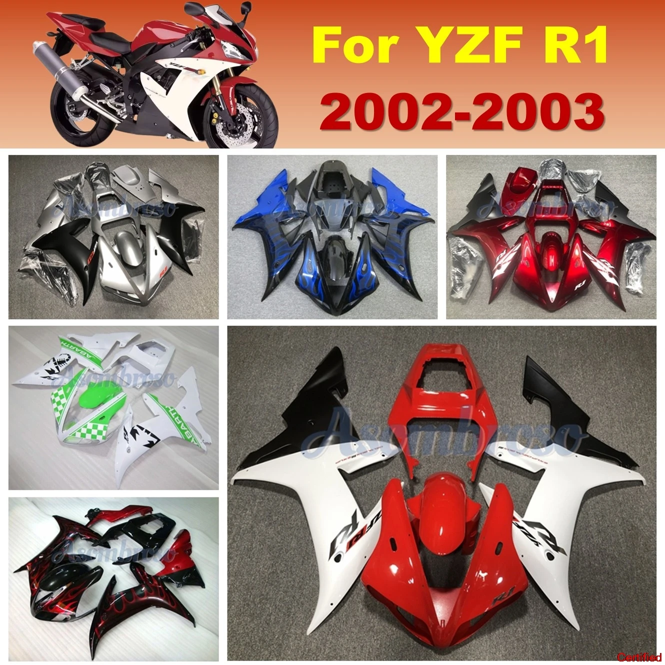 New YZF R1 2002 2003 Prime Motorcycle Full Fairing Body Parts Kit for Yamaha YZF-R1 02 03 YZF1000 Complete Bodywork Fairings
New YZF R1 2002 2003 Prime Motorcycle Full Fairing Body Parts Kit for Yamaha YZF-R1 02 03 YZF1000 Complete Bodywork Fairings