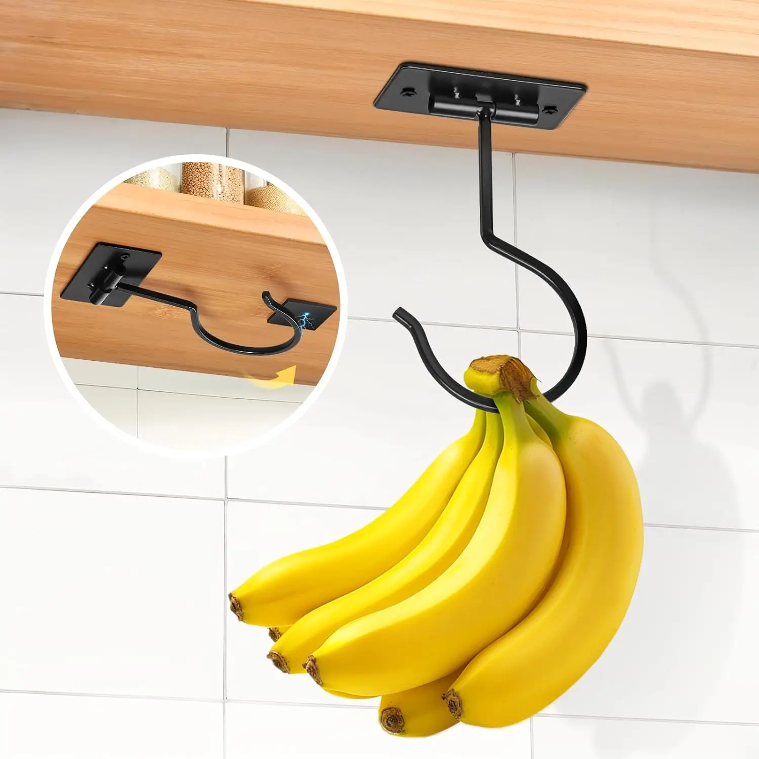 Foldable Banana Hook Under Cabinet, Heavy Duty Metal, No Drilling, Keeps Bananas Fresh, Space Saving for Kitchen RV
Foldable Banana Hook Under Cabinet, Heavy Duty Metal, No Drilling, Keeps Bananas Fresh, Space Saving for Kitchen RV