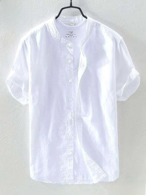 Linen Loose Shirt Men's Stand Collar Short Sleeve Summer Breathable Shirt Thin Cotton Linen Top Simple Casual Shirt
Linen Loose Shirt Men's Stand Collar Short Sleeve Summer Breathable Shirt Thin Cotton Linen Top Simple Casual Shirt