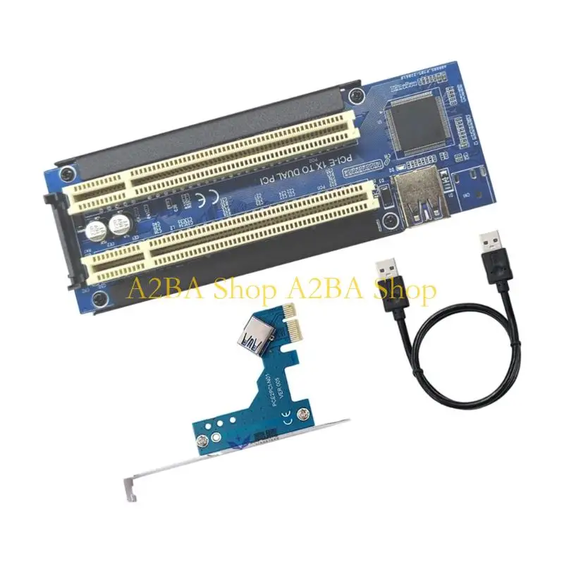A2BA PCIE to Double PCI Slot Adapter Board with ASM1083 Chip for Computer Hardware