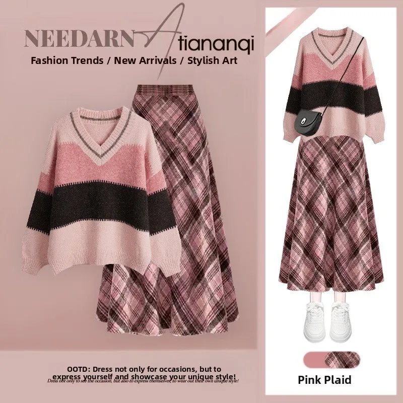 Ele 2026 Women's Knitted Sweater And Plaid Skirt Set Age-Defng Slimming High Waist Faion Ensemble Two-Piece Suit
Ele 2026 Women's Knitted Sweater And Plaid Skirt Set Age-Defng Slimming High Waist Faion Ensemble Two-Piece Suit