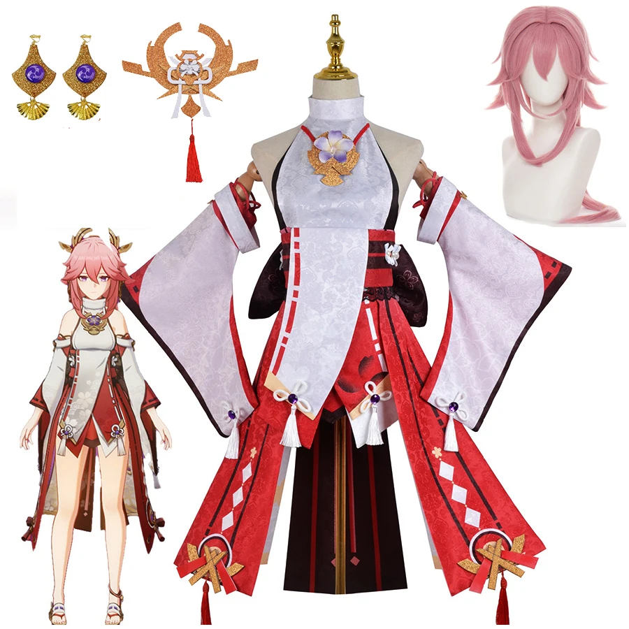 Костюм для косплея Genshin Impact Yae Miko, костюм для косплея Guuji Yae, Униформа с розовым париком из аниме игры Genshin, костюм для косплея на Хэллоуин
Костюм для косплея Genshin Impact Yae Miko, костюм для косплея Guuji Yae, Униформа с розовым париком из аниме игры Genshin, костюм для косплея на Хэллоуин