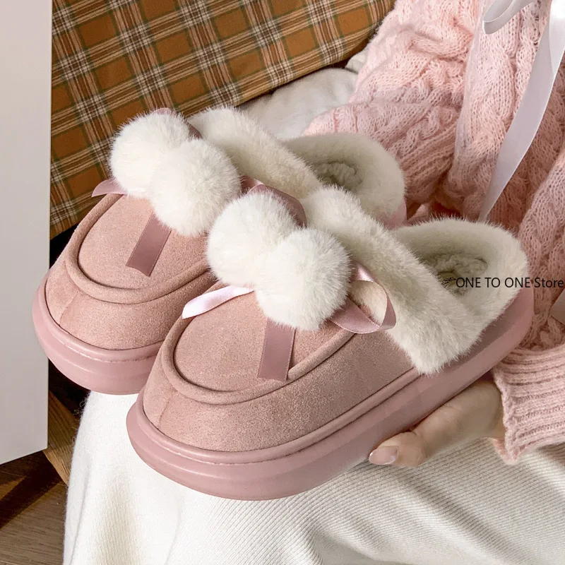 New Furry Double Ball Bow Home Cotton Slippers Women's Winter Indoor Fleece Warm Non-slip Slippers Can Be Worn Outside Slipper
New Furry Double Ball Bow Home Cotton Slippers Women's Winter Indoor Fleece Warm Non-slip Slippers Can Be Worn Outside Slipper