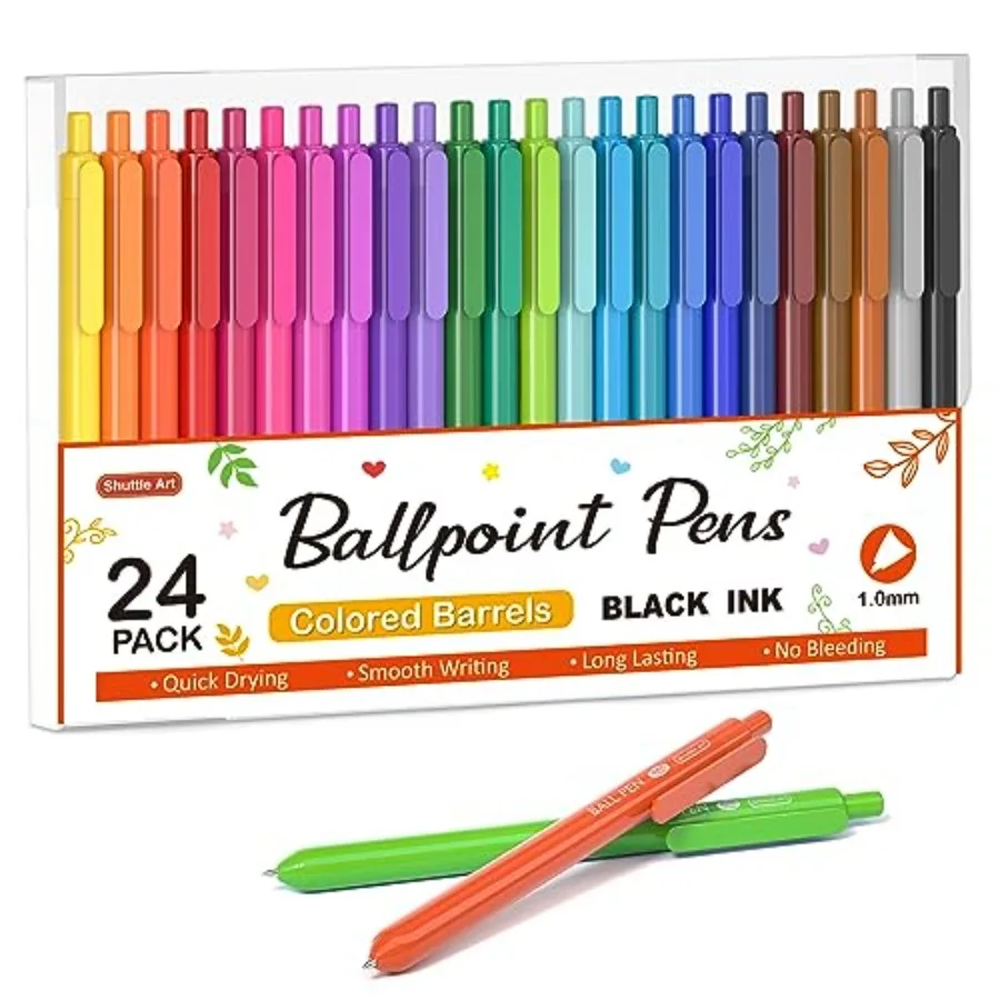 Ballpoint Pens, Pack Colored Retractable Ball Point Pens, Cute Pens 1.0mm Medium Point Quick Drying for Writing Journaling Taki
Ballpoint Pens, Pack Colored Retractable Ball Point Pens, Cute Pens 1.0mm Medium Point Quick Drying for Writing Journaling Taki
