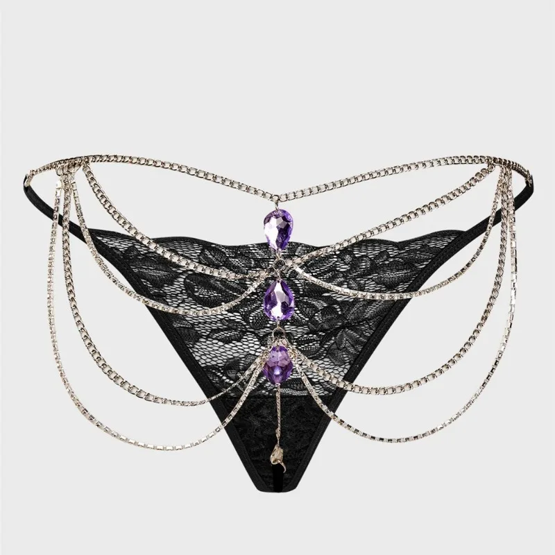 Ladies' European and American sexy thongs spicy girls' nightclub splicing metal gemstones are fashionable women's sexy underwear
Ladies' European and American sexy thongs spicy girls' nightclub splicing metal gemstones are fashionable women's sexy underwear
