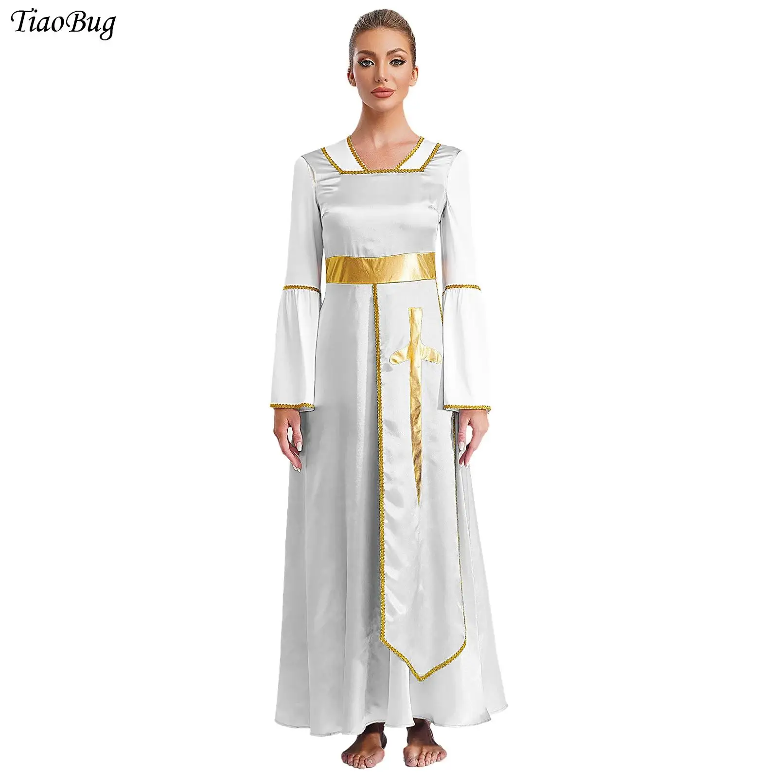 Women's Chior Robe Liturgical Praise Dance Dress Church Worship Modern Dancewear Square Neck Sleeveless Tunic Overlay Maxi Dress
Women's Chior Robe Liturgical Praise Dance Dress Church Worship Modern Dancewear Square Neck Sleeveless Tunic Overlay Maxi Dress
