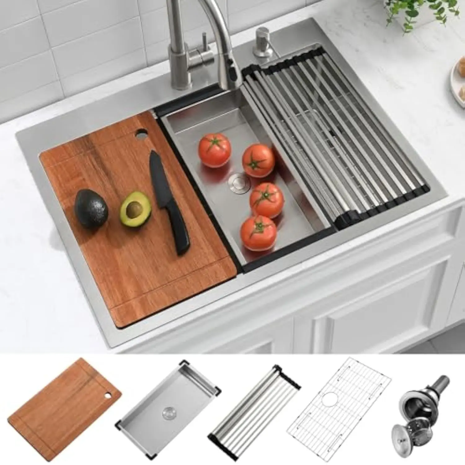 Kitchen Sink 28 Inch Drop in Stainless Steel Kitchen Sink 28X22 16Gauge Top Mount Kitchen Sink
Kitchen Sink 28 Inch Drop in Stainless Steel Kitchen Sink 28X22 16Gauge Top Mount Kitchen Sink